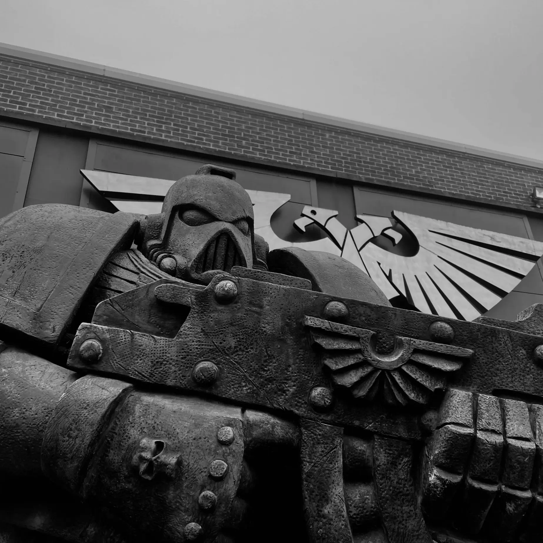 Space Marine statue in front of WHW